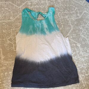 Tie-Dye Racerback Tank Top in Teal, White & Navy